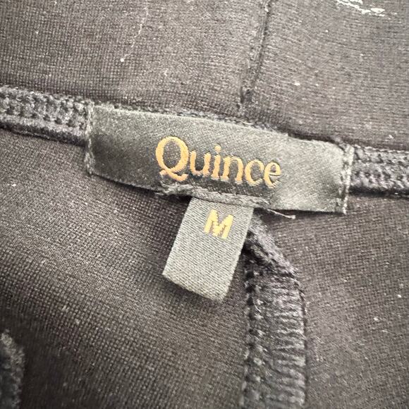 Quince Black Stretch High Waist Pants Pull On Capris Straight Leg Casual Size M - Picture 8 of 9